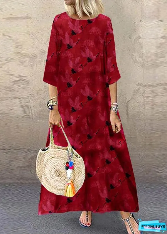 Women Black O-Neck Plaid Maxi Dresses Half Sleeve