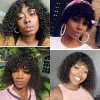100% Human Hair Short Curly Bob Wig With Bangs