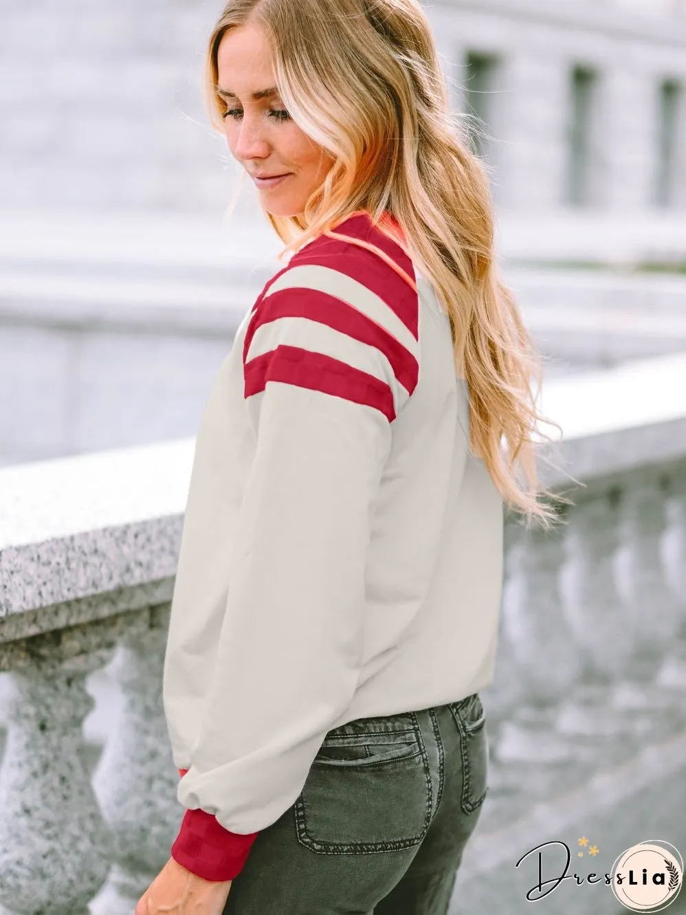 Cozy Apricot Color Block Long Sleeve Knit Top