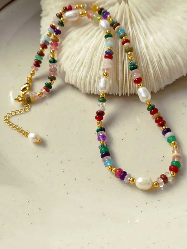 Beaded Contrast Color Dainty Necklace Necklaces Accessories