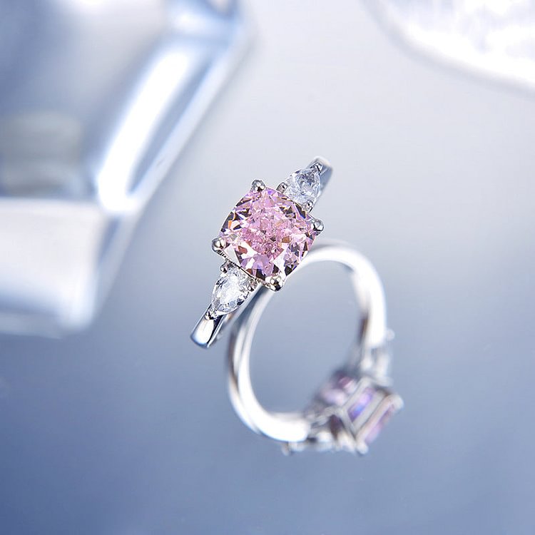 Jolieaprile Ice Berry Pink Diamond Sterling Silver Ring