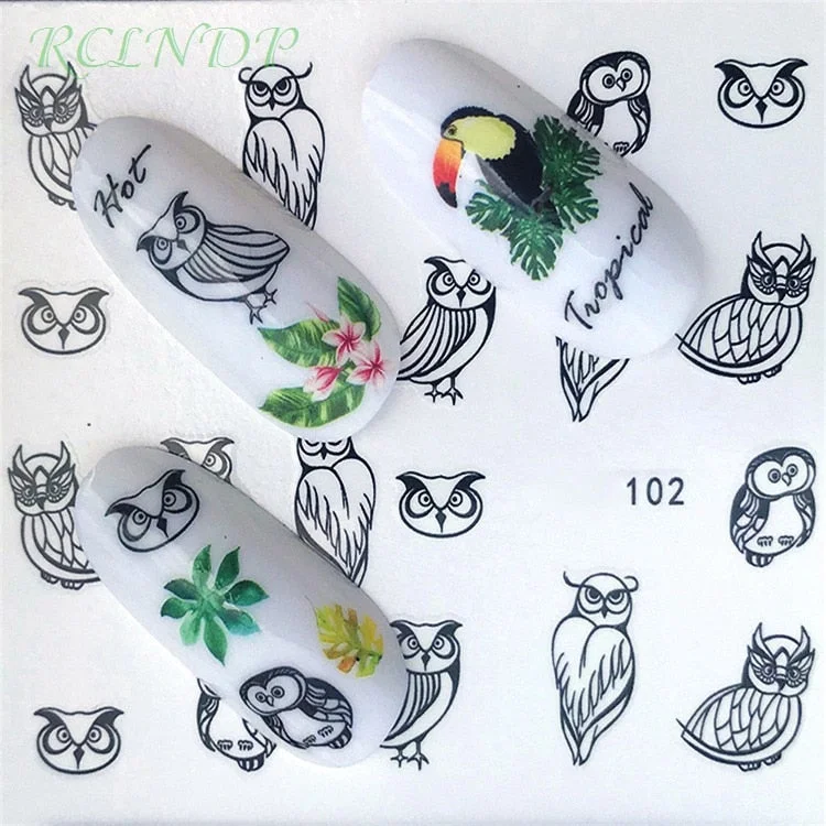 Water sticker for nail art decoration slider flamingo coconut palm tree adhesive design decal manicure lacquer accessoires foil