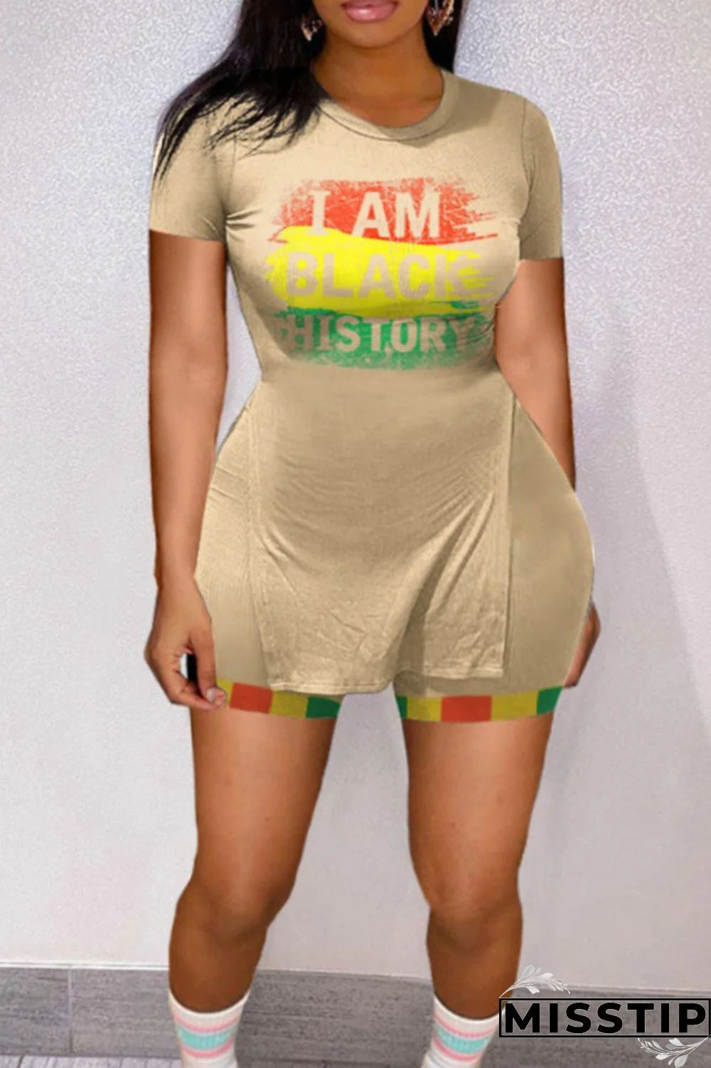 Red Casual Print Patchwork Slit O Neck Short Sleeve Two Pieces