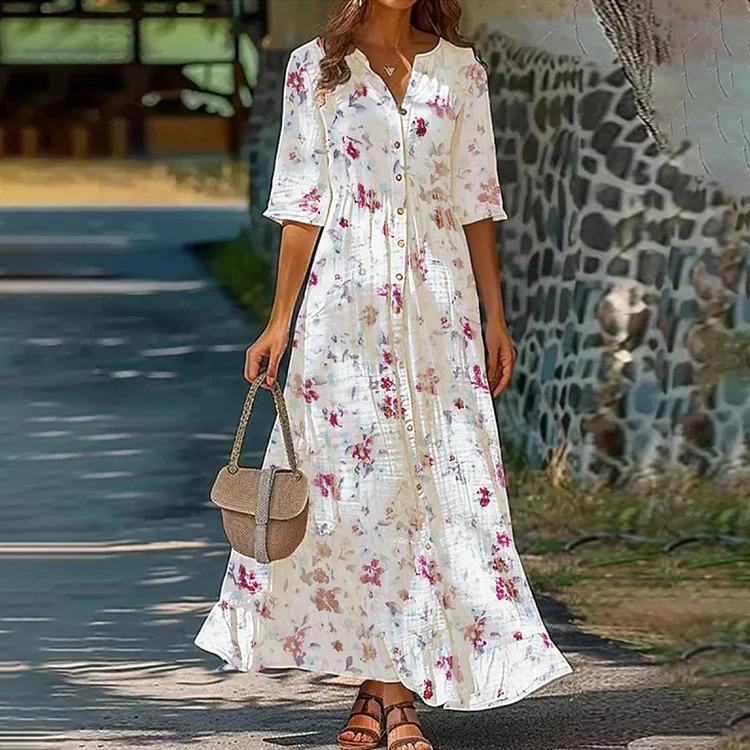 Basic Short Sleeve White Maxi Dress