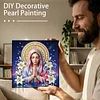 (25x25cm)DIY Mary Framed Handmade Pearl Painting Art Craft Kit Living Home Decor