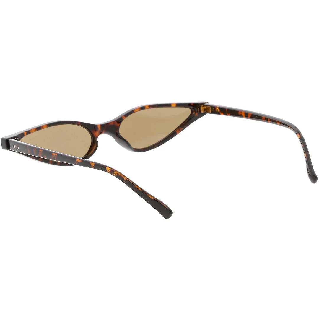 Extreme Thin Cat Eye glasses Neutral Colored Flat Lens 53mm