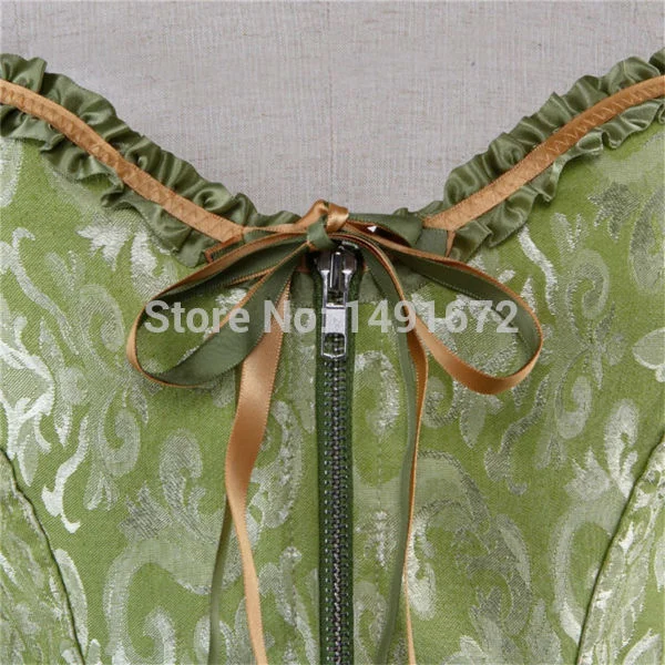 Billionm Sapubonva corsets and bustiers tops sexy women green white black white brocade corset zip vintage style corselet overbust ladies