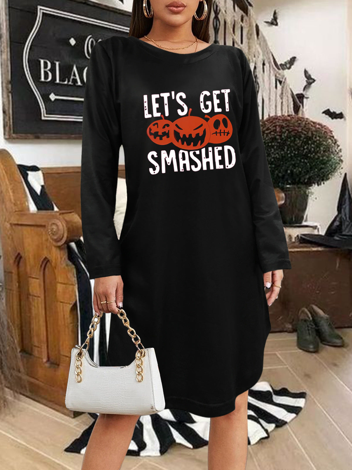 Women Half Sleeve V-neck Solid Color Dress