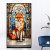 Diamond Painting-DIY Full Round Drill Stained Glass Fox(70*40 CM)