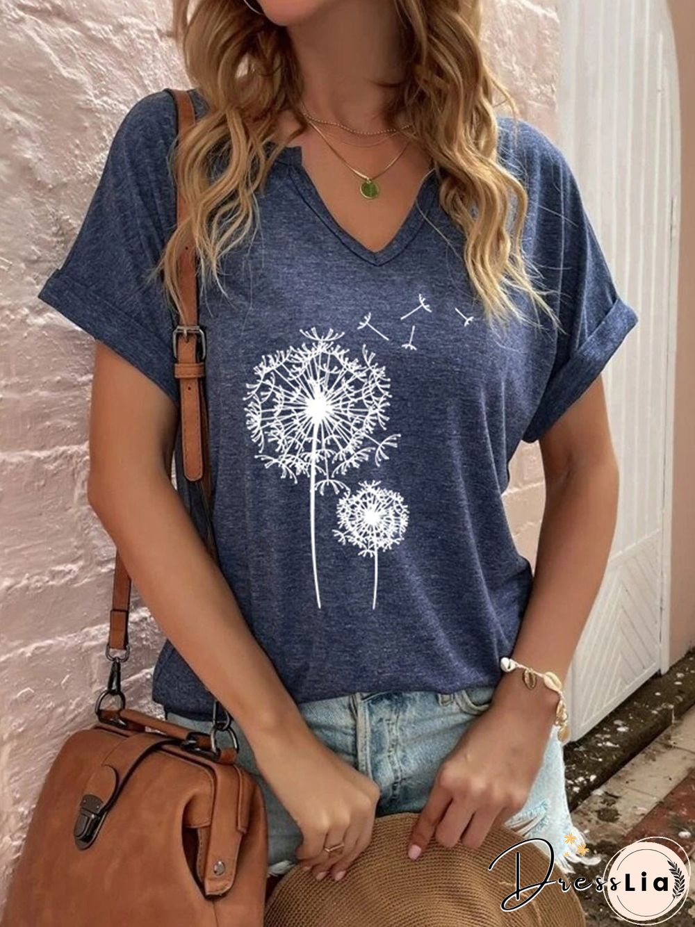 Women'S T-Shirts Dandelion Print Short Sleeve T-Shirt