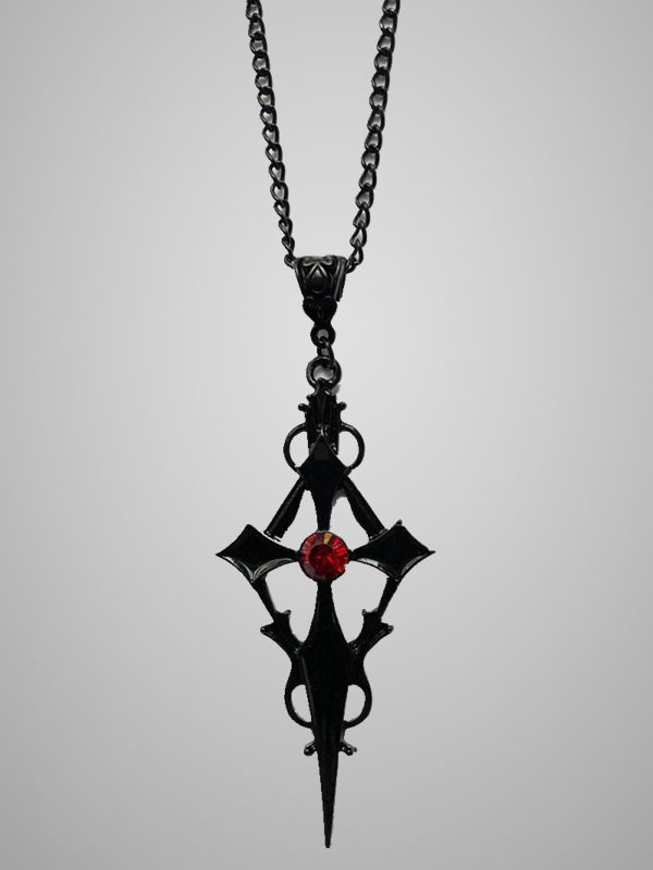 Black Cross Stiletto Pendant