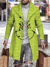 Men's fashion geometric print mid-length coat