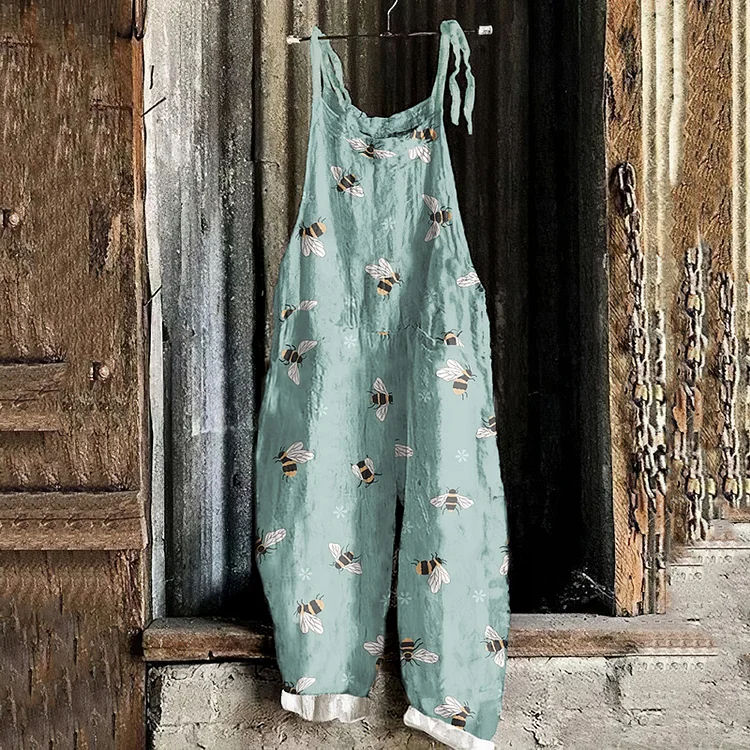 Farm Bee Print Casual Jumpsuit