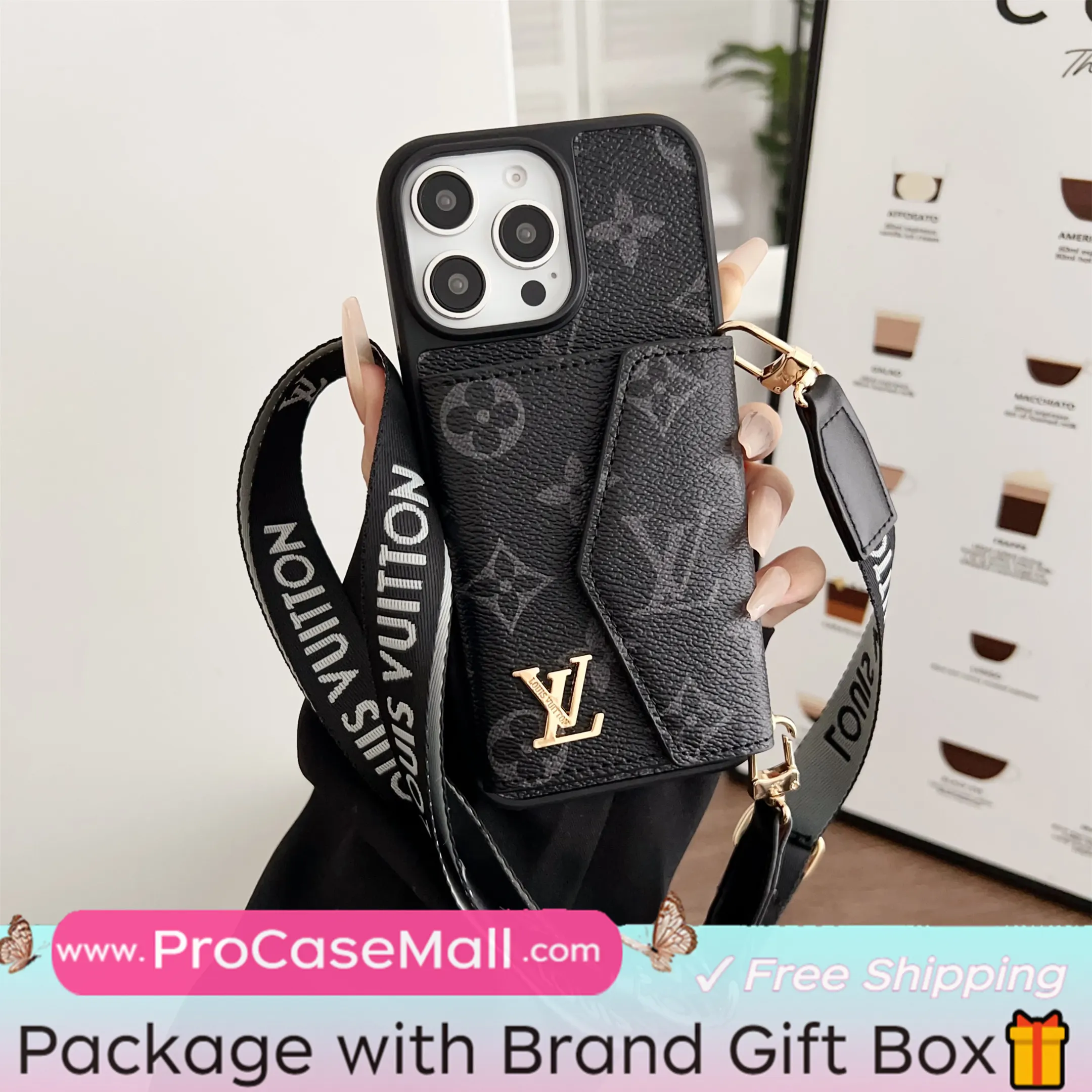 Crossbody LV Wallet Accordion Card Holder Canvas iPhone Leather Gucci Ophidia GG Samsung Cover