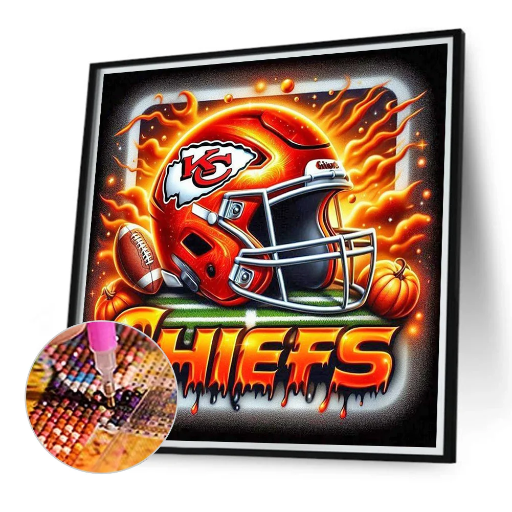 Diamond Painting - Full Round Drill - Kansas City Chiefs Helmet(Canvas|40*40cm)