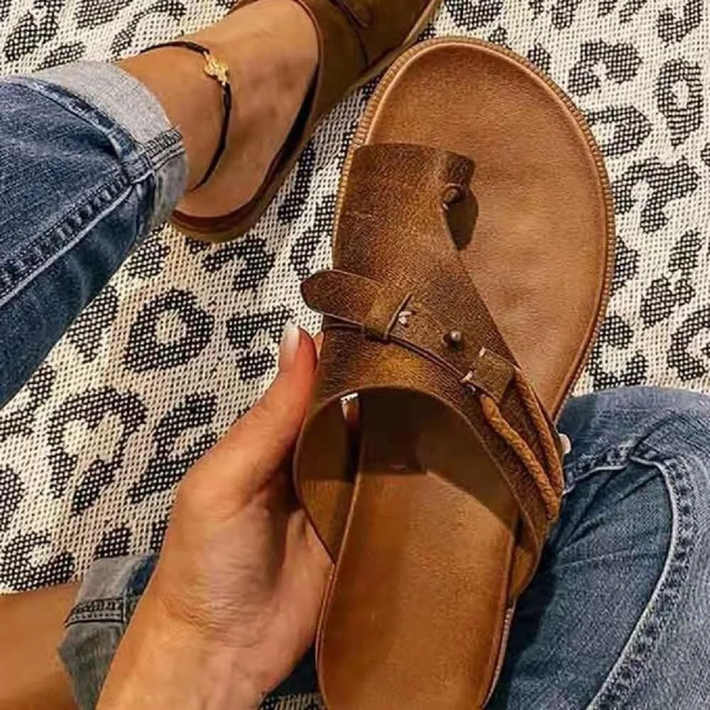 Breakj Breakj Women Wear 2023 New Summer Large-Size Flat Bottom Low And Retro Toe Cool Slippers Women