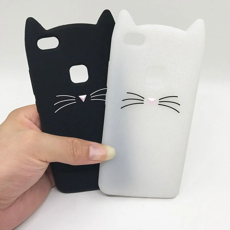Android Huawei Kawaii Moustache Cat Pink Black Phone Case BE087