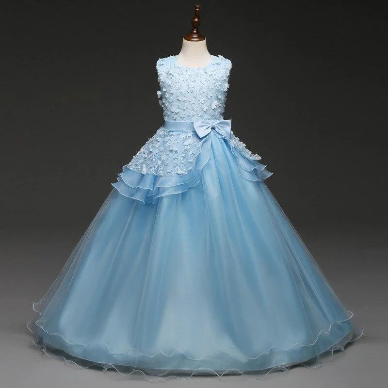 New Princess Girls Dress 2021 Summer Lace Bridesmaid Party Dress Flower Costume Kids Dresses For Girls Wedding Dress Vestido