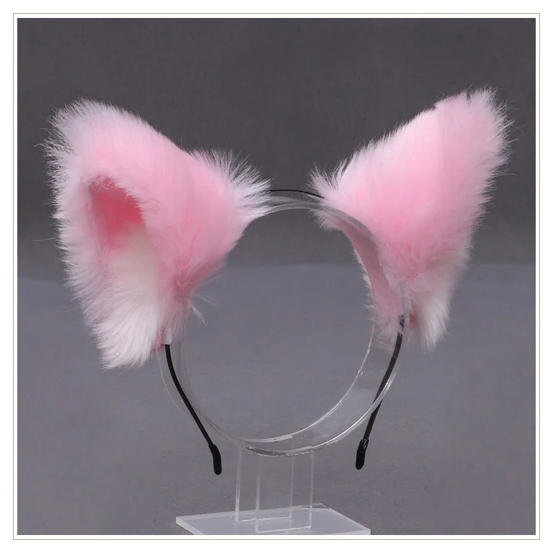 Billionm OJBK Fox Ear Headband Anime Cosplay Beast Ear Wolf Ears Girls Kawaii Handmade Plush Animals Hair Hoop Cute Cat Hair Accessories