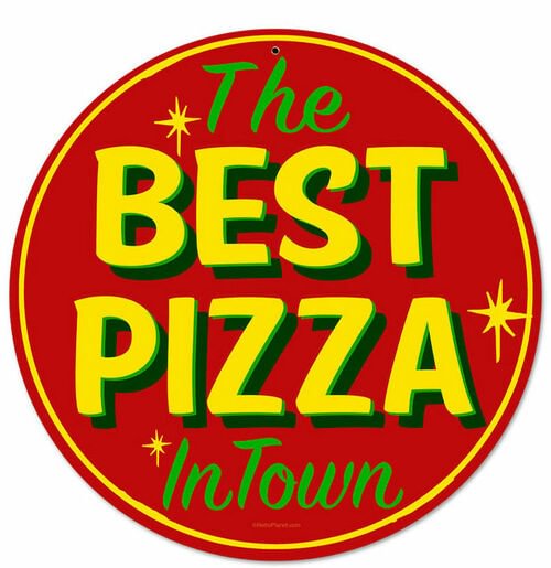 Meilleure pizza - enseignes en étain de forme ronde/enseignes en bois - 30 * 30cm