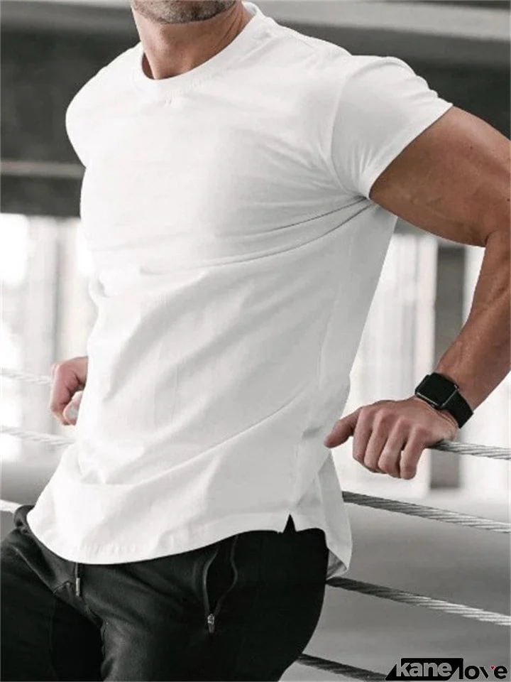 Men's Solid Skintight Sweat Absorbing Gym Shirt