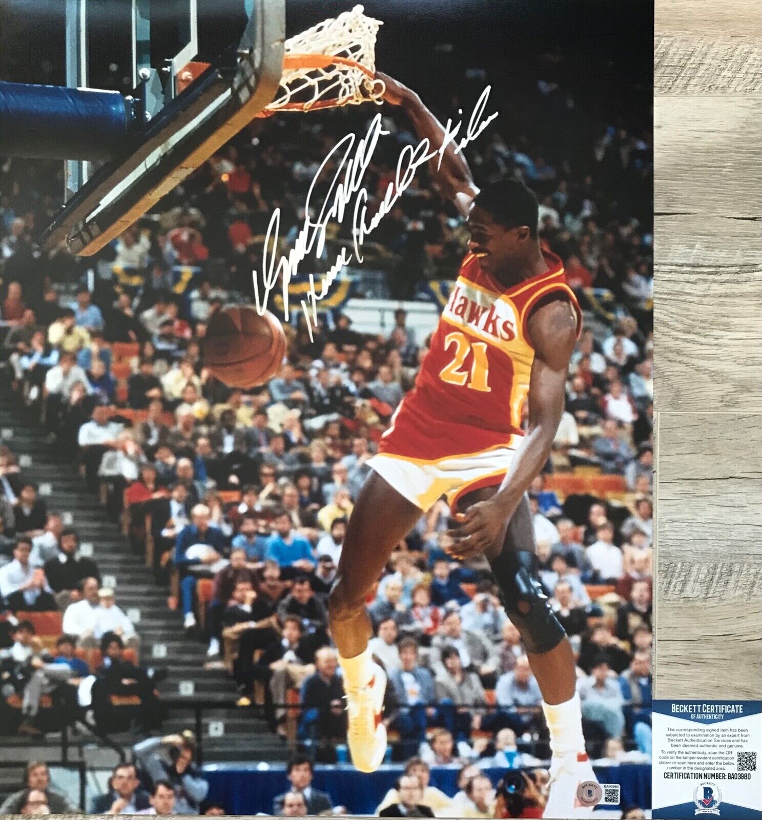 Dominique Wilkins HUMAN HIGHLIGHT FILM Autographed Signed HAWKS 16x20 Photo Poster painting BAS