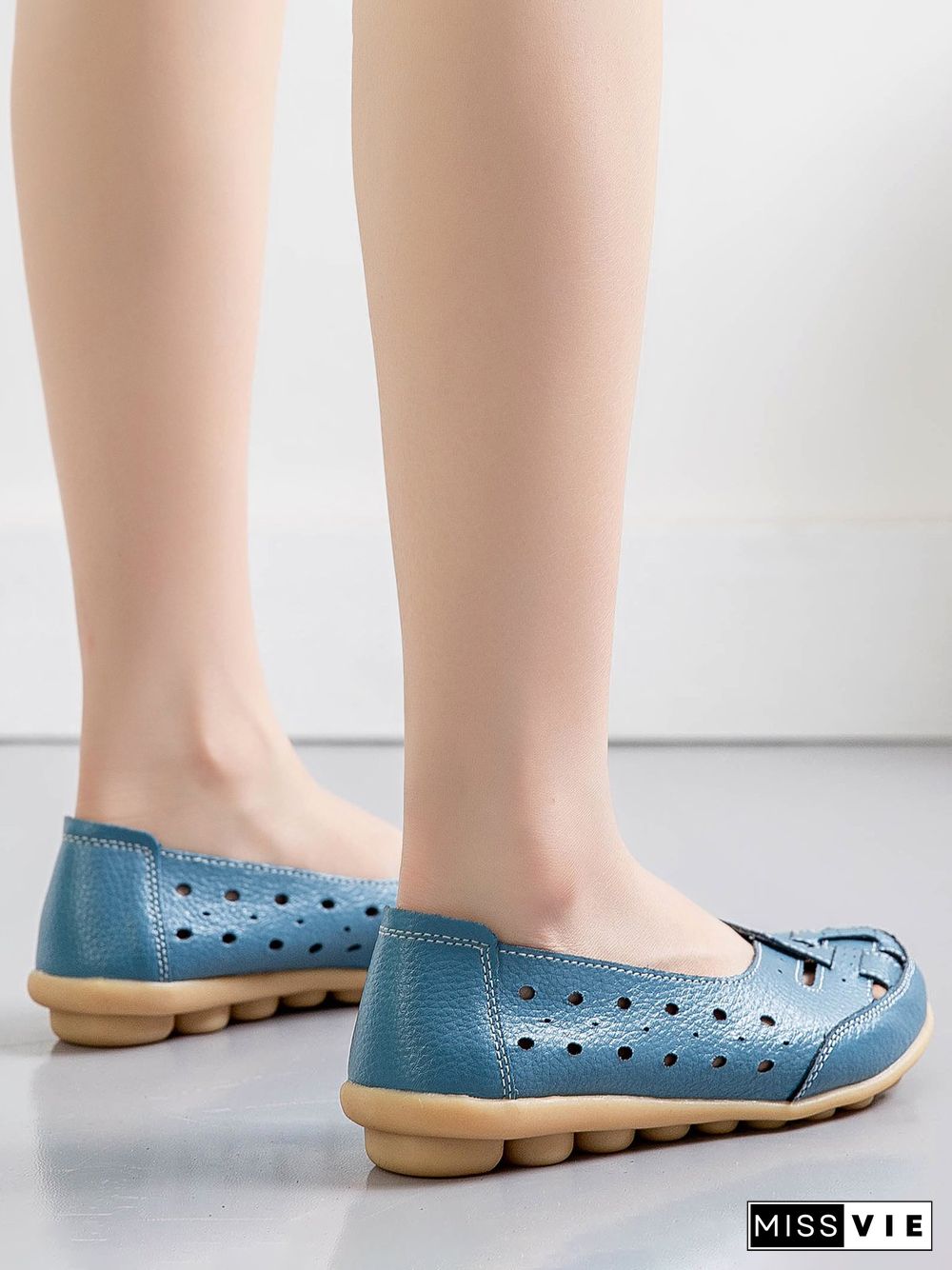Hollow Leather Soft Sole Shoes