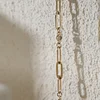 14K Yellow Gold Round Lab Diamond Cross Squashed Chain Station Necklace