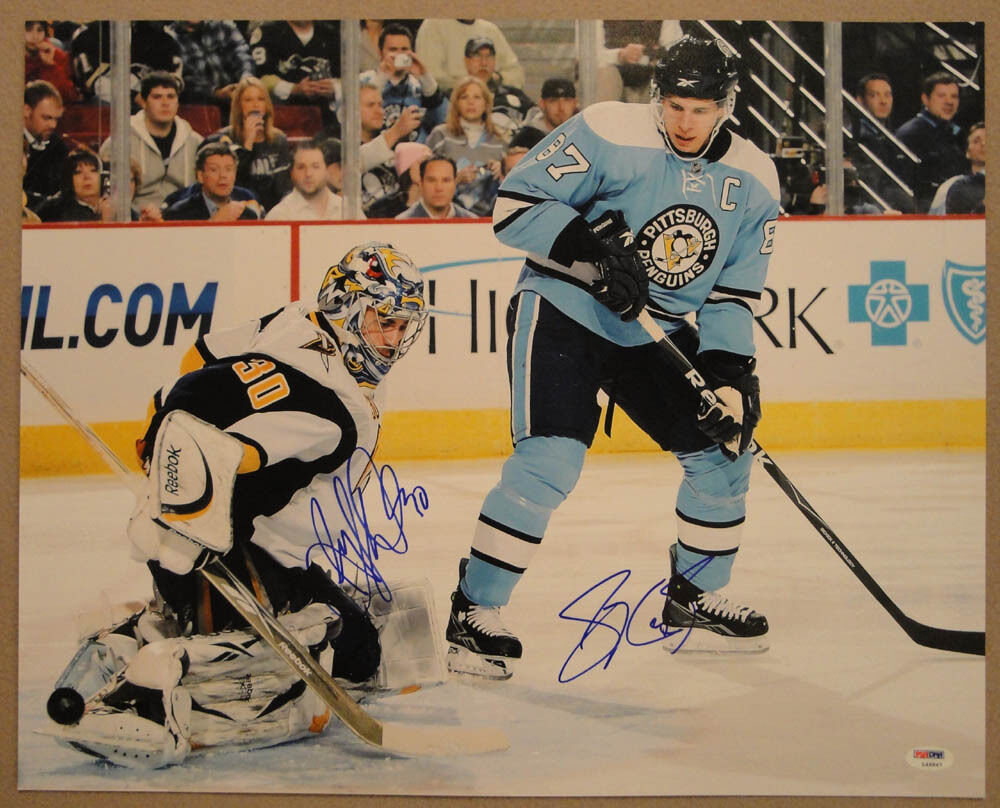 Sidney Crosby & Ryan Miller DUAL SIGNED 16x20 Photo Poster painting PSA/DNA AUTOGRAPHED