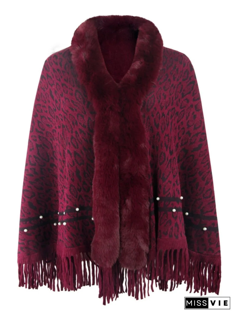 Autumn Winter New Leopard Print Shawl Fashionable Women's Hem Tassel Warm Knitting Bib Shawl Thickened Winter Coat Coat Top