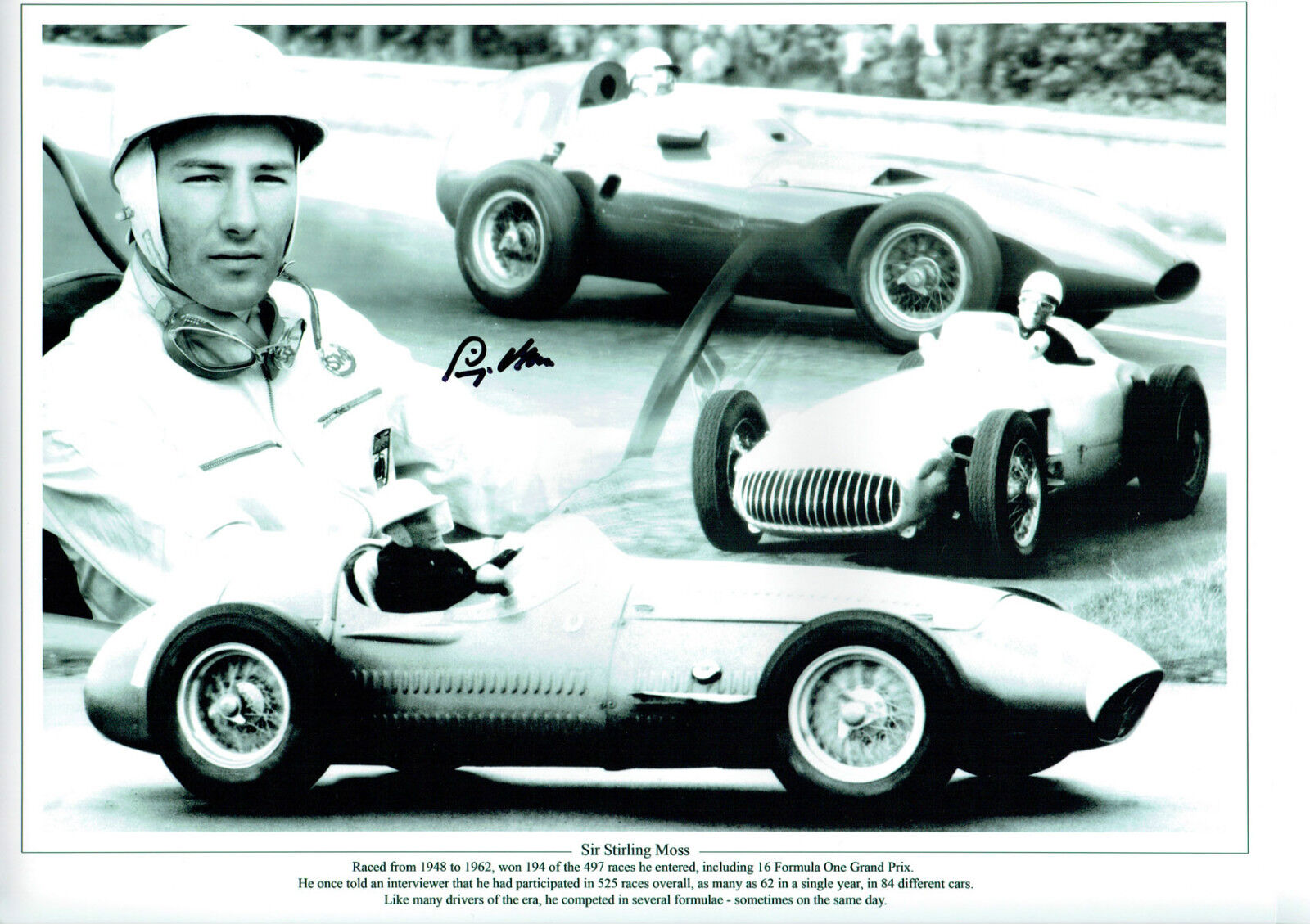 Stirling MOSS Signed Autograph MASSIVE 16x12 Montage Photo Poster painting AFTAL COA