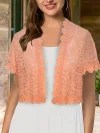 Contrast Lace Open Front Short Sleeve Cardigan for Women