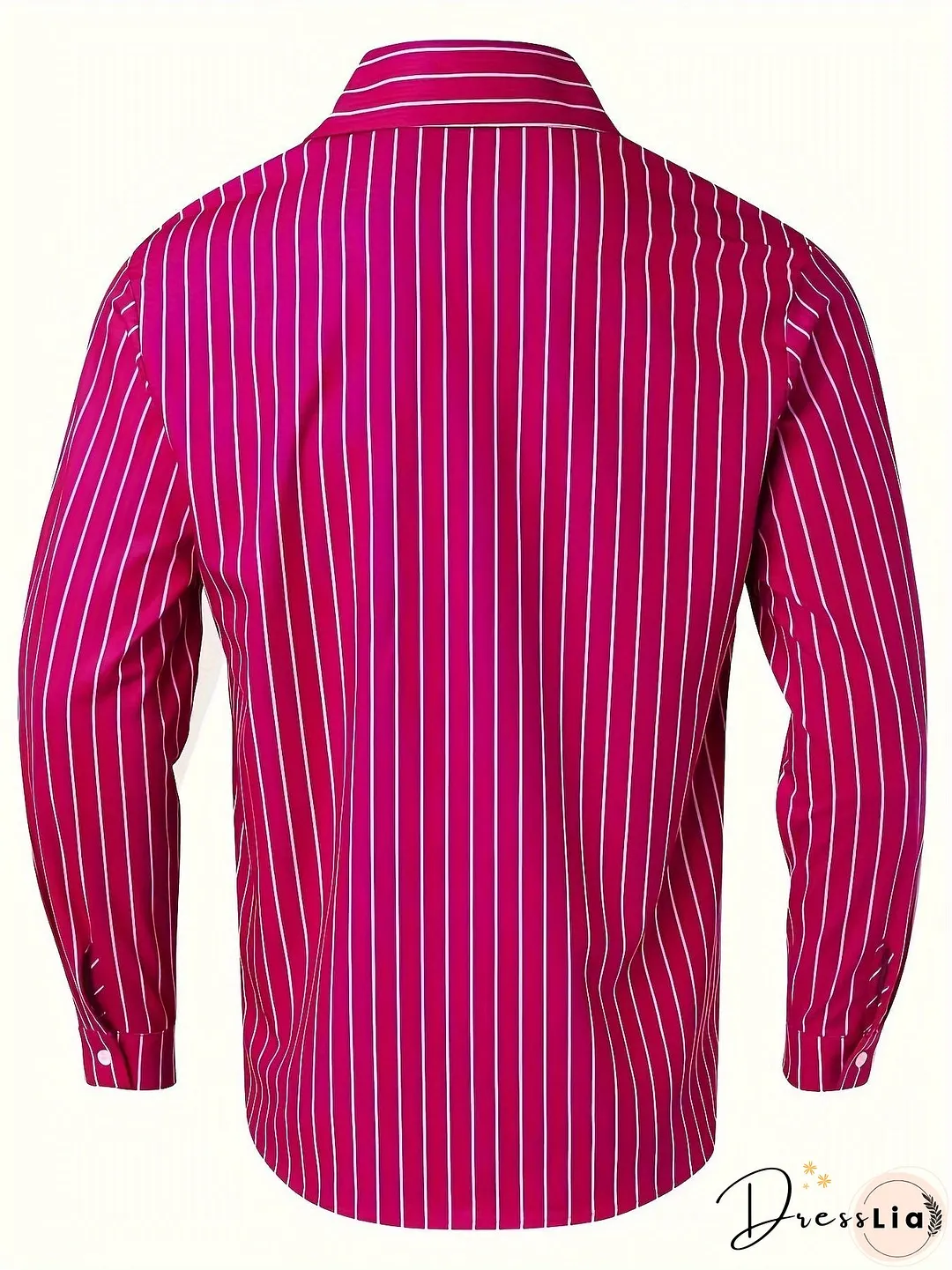 Men's Stylish Loose Fleece Stripe Pattern Shirt, Casual Breathable Lapel Button Up Long Sleeve Shirt Top For City Walk Street Hanging Outdoor Activities