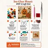 Moon & Pumpkin Glass Mosaic DIY Craft Kit &ndash; Framed Halloween Wall Art