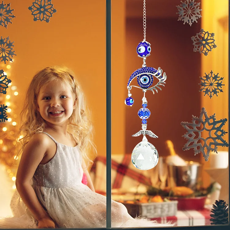 Crystal Hanging Ornament Devil Eye Prism Rainbow Maker for Window Car (1)
