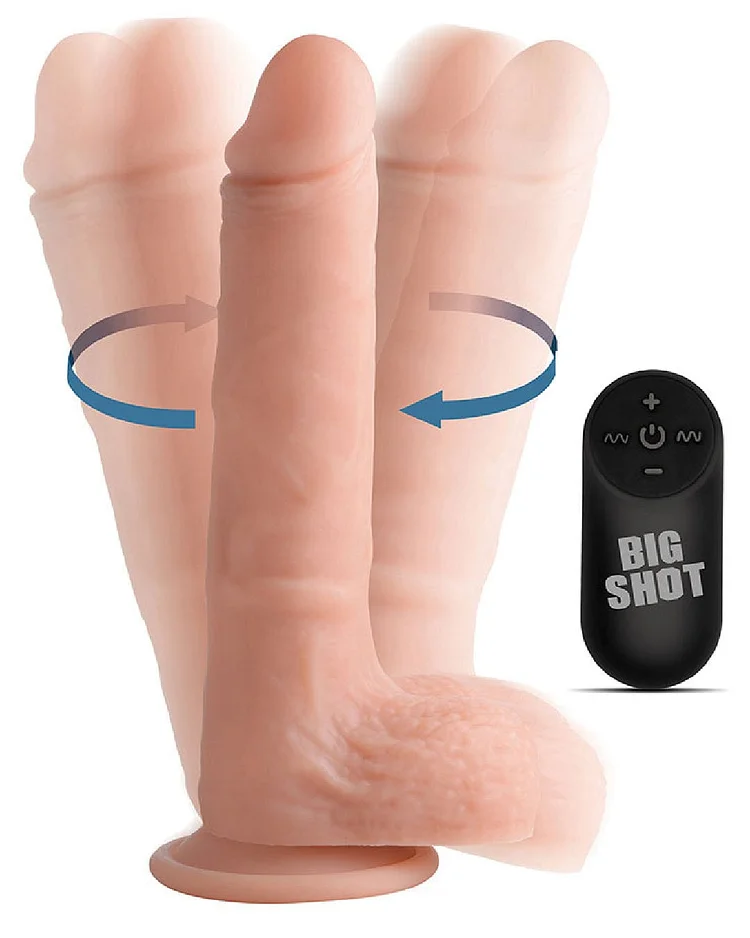 pornhint Pornhint Big Shot 9" Rotating Twirling Vibrating Silicone Dildo With Balls