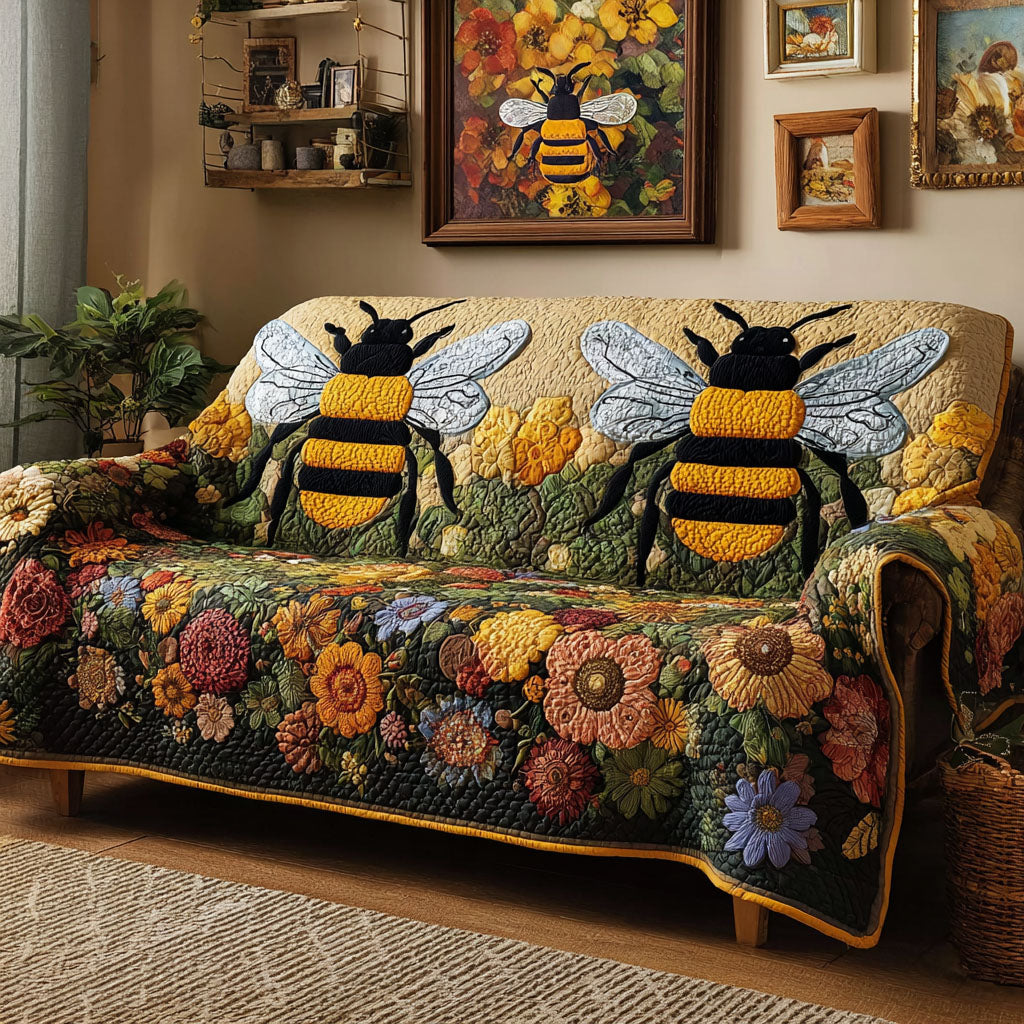 Bee Blossom Quilted Sofa Cover NCU0DK11891 everthome