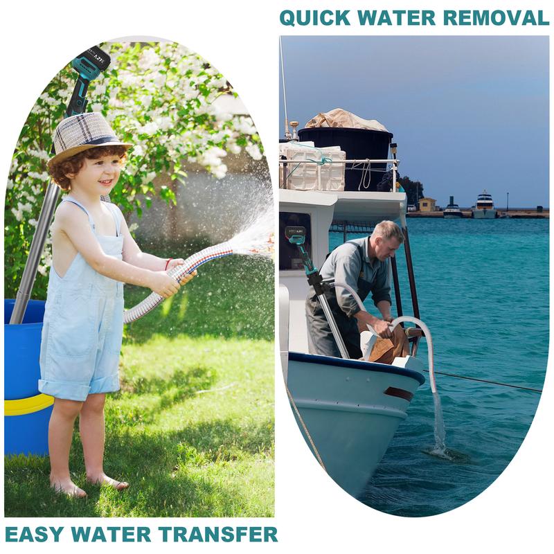 Product Introduction of Kaitnax Cordless Stick Water Transfer Pump. with 4000mAh 21V Battery & Charger. 720GPH. 32FT Head. Handheld Portable Utility Sump Pump Kit with 3/4" Outlet for Pool/Garden/Pond/RV/Boat Draining 1
