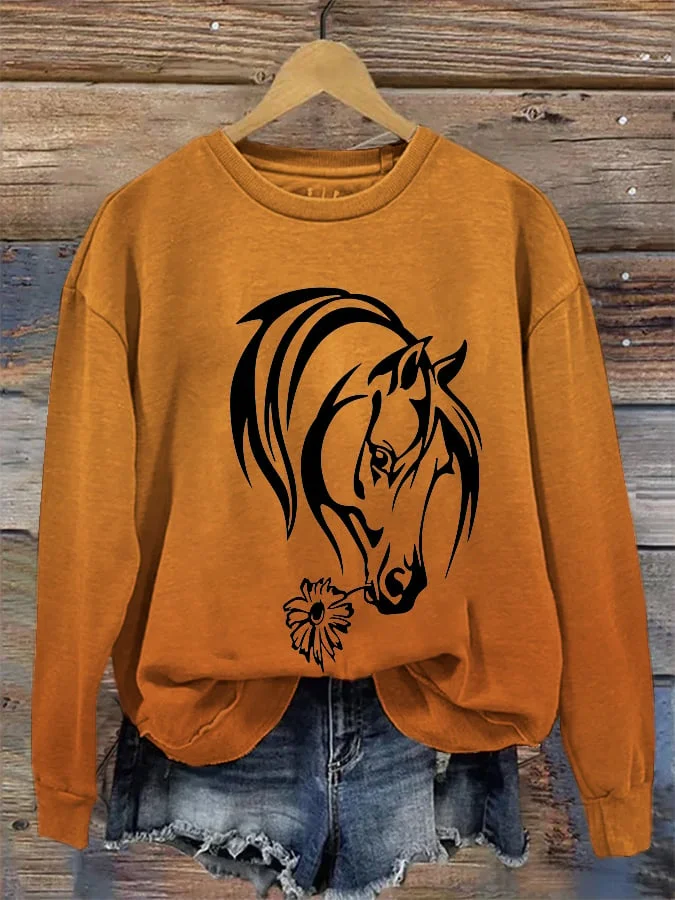 🔥Buy 4 get 10% off🔥Vintage Western Horse Print Sweatshirt
