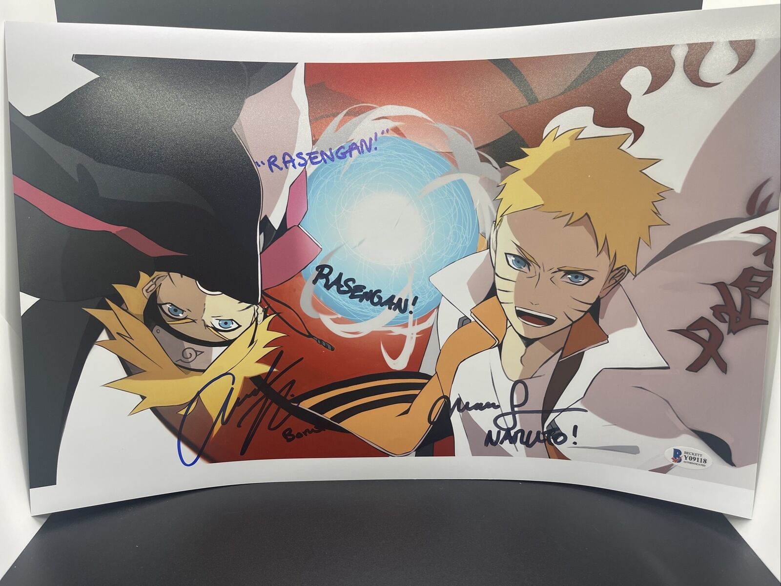 Naruto and Boruto signed 11x17 Maile Flanagan and Amanda Miller Anime Beckett