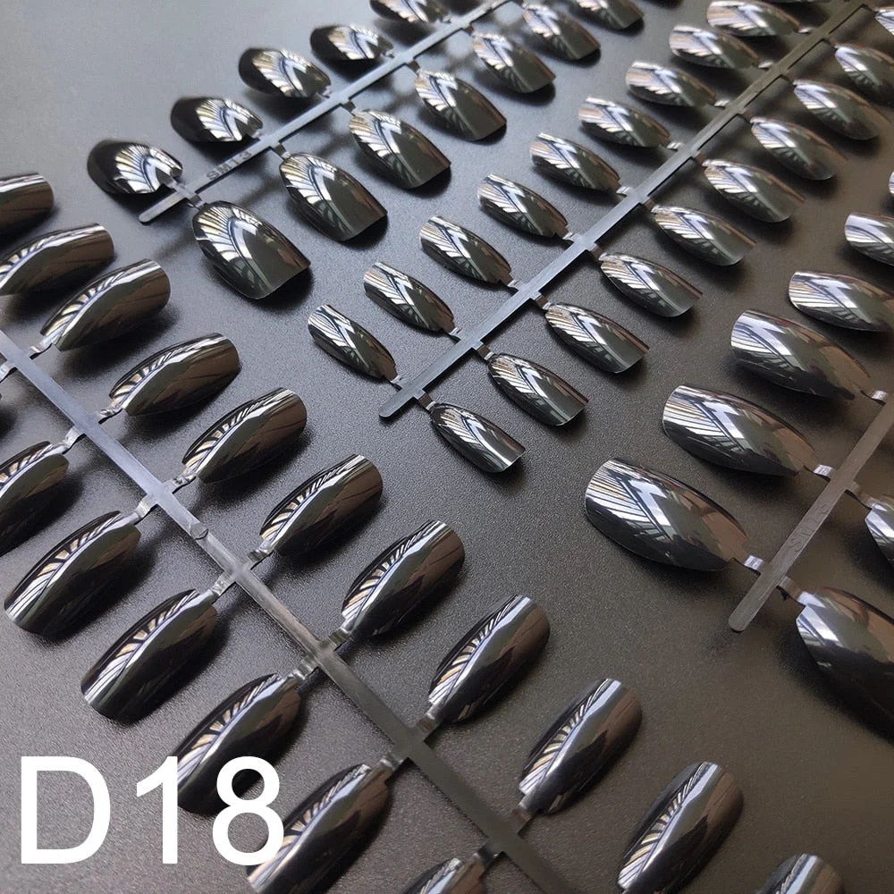 10 Sets Short Coffin Shape False Nail Tips In Same Color 24 Pieces/Set 10 Sizes Press on Fake Nails Manicure Finger Nail Tips-Nail Inspo