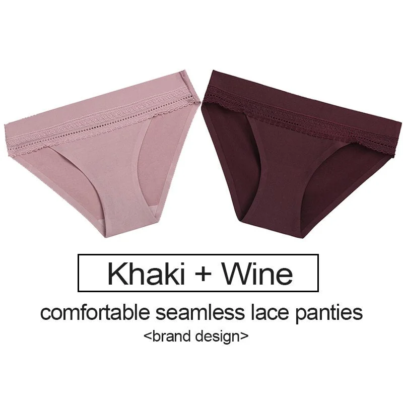 2PCS/Set Lace Panties Women's Underwear Female Lingerie Seamless Panties Underpants Sexy Briefs Intimates Woman Girls Pantys