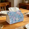 (24cm)Ice Blue Floral Butterfly 24cm DIY Diamond Painting Rhinestones Decorative Tissue Box Reusable Crystal Mosaic PU Tissue Holder for Home Car Desk Decoration Craft
