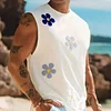 Men's Casual Surf-Style Tank Top With Floral Embroidery by Inlyline