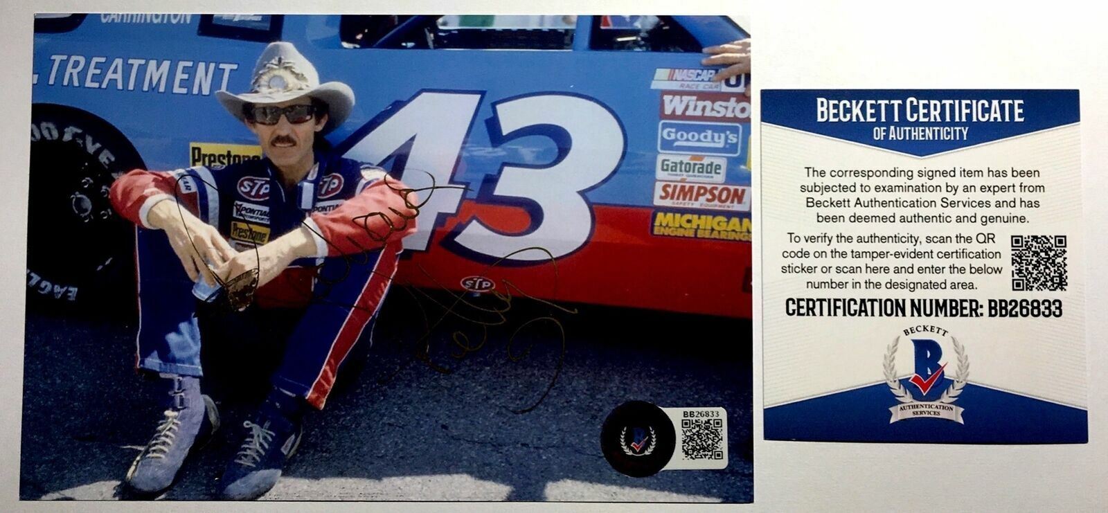 Richard Petty Signed 4x6 Photo Poster painting Beckett BAS COA NASCAR Racing Legend HOF Auto AU