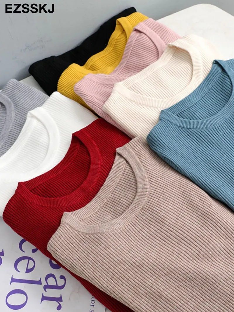 winter clothes Knitted woman sweaters Pullovers spring Autumn Basic women's jumper Slim women's sweater cheap pull long sleeve