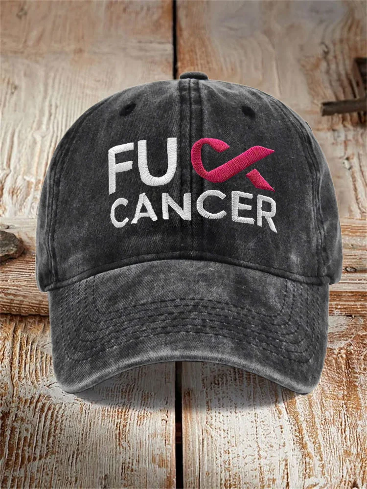 Breast Cancer Pink Ribbon Embroidered Hat