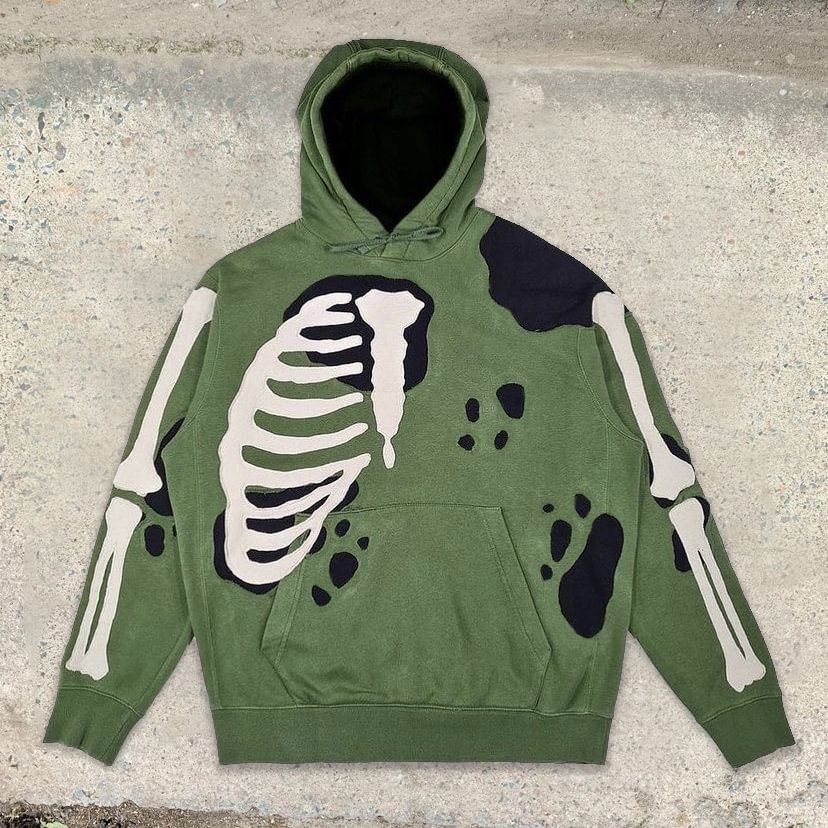 Personalized bone print men's long-sleeved hoodie