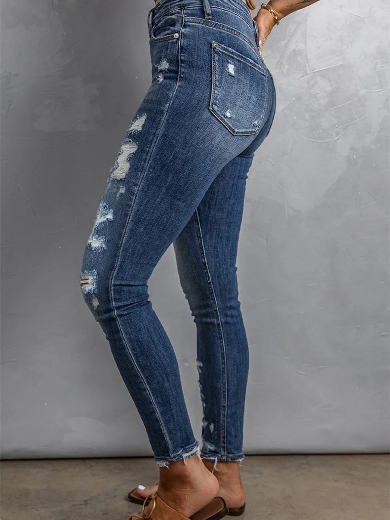 Blue Distressed Skinny Jeans
