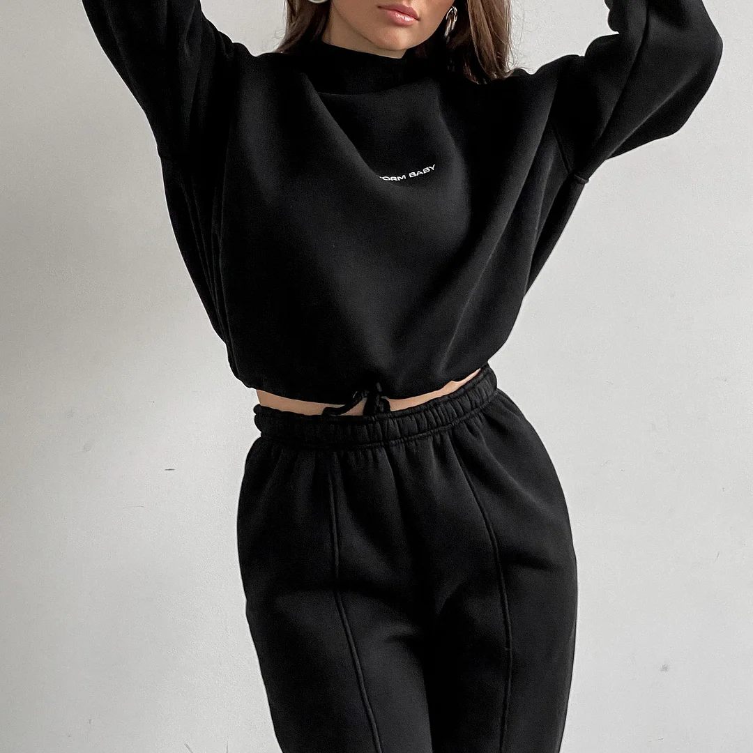 Women's Printed Sweatshirt Suit Two Piece Set